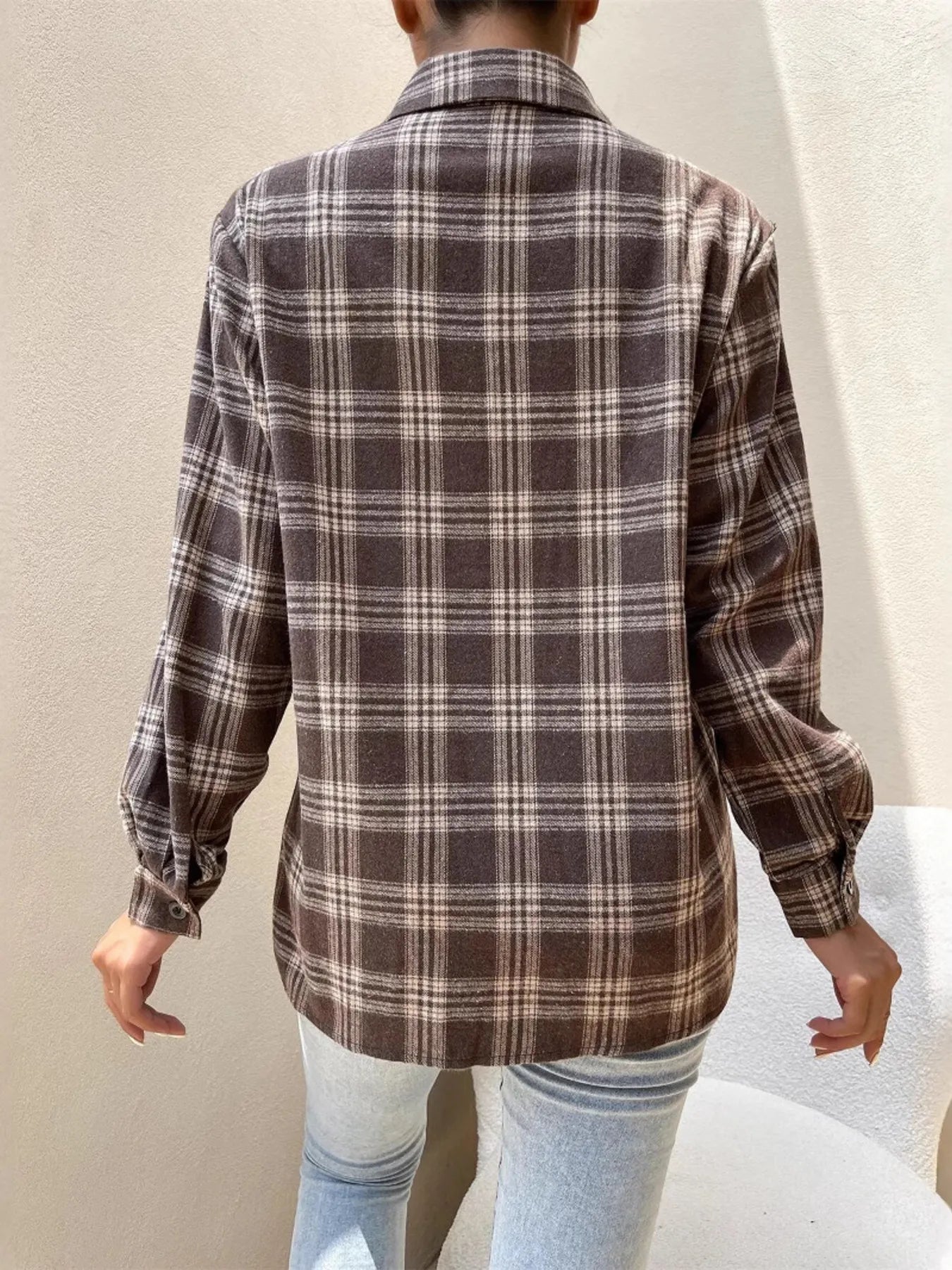 Oversized Plaid Button-Up Shirt -  Be Bliss Boutique