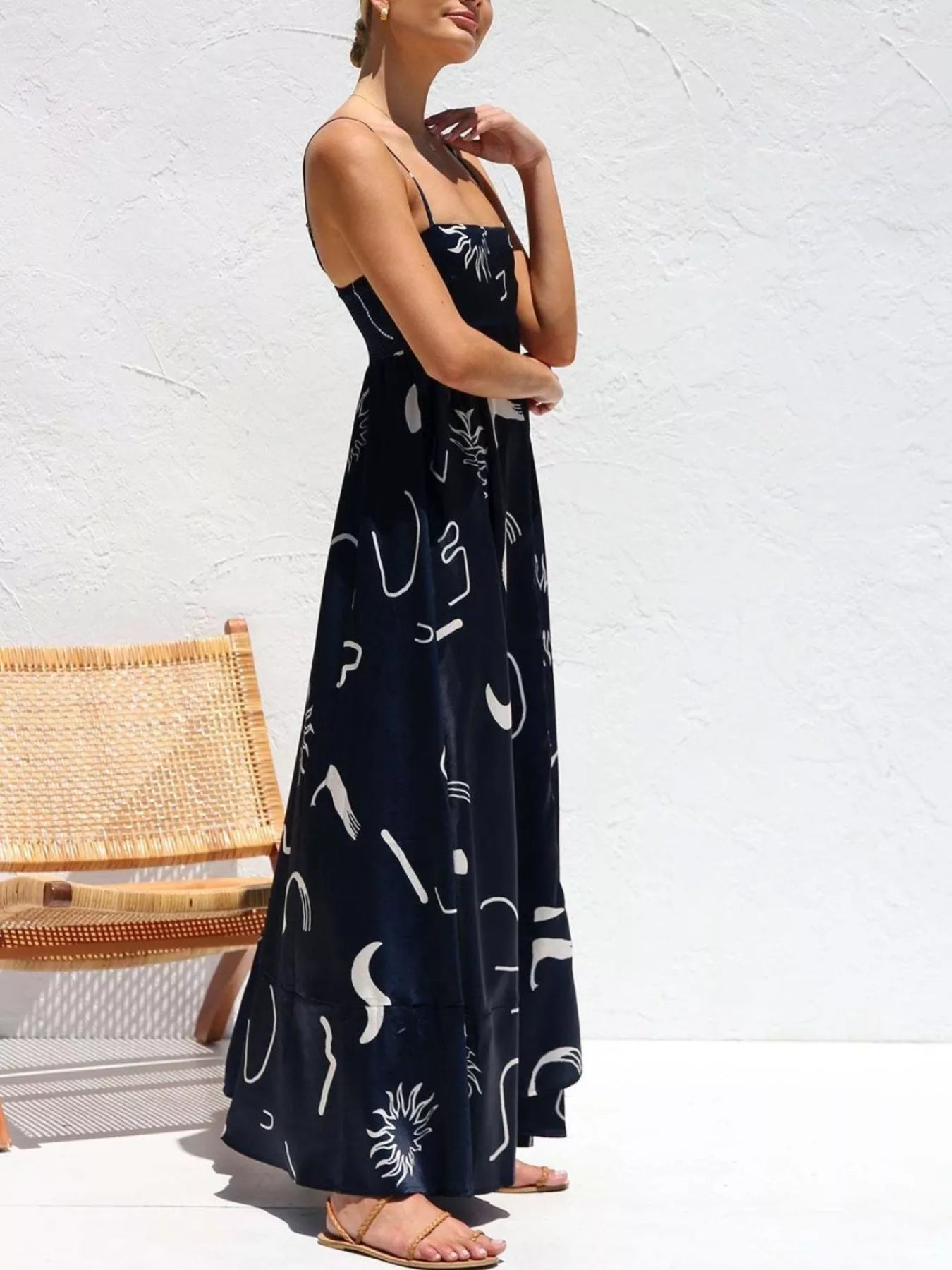 Printed Spaghetti Strap Maxi Dress - Be Bliss Boutique