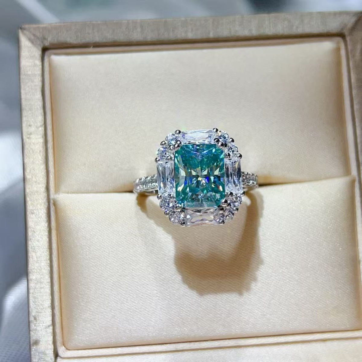 Blue 3 Carat Moissanite Ring 925 Sterling Silver - Be Bliss Boutique