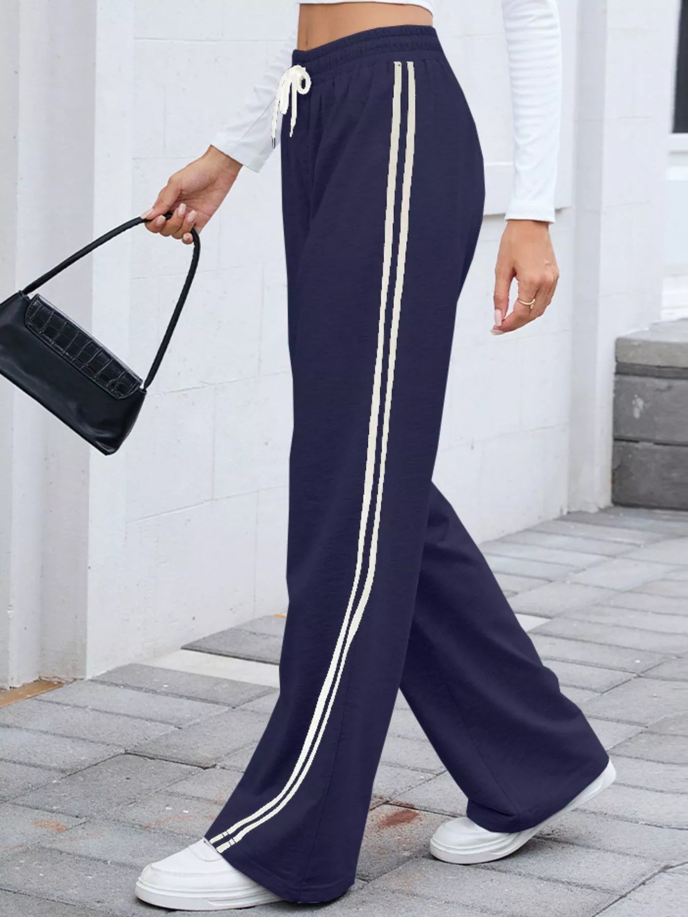 Side Striped Wide Leg Pants - Be Bliss Boutique