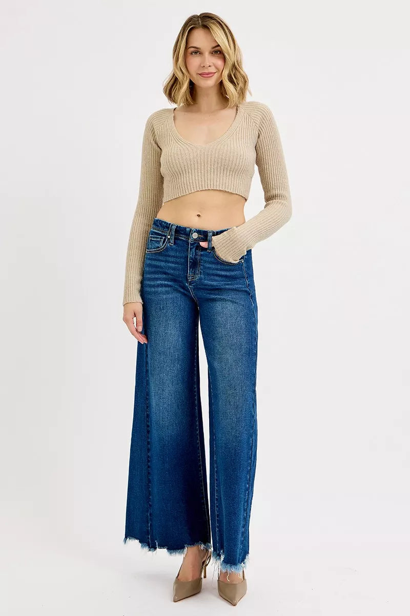 RISEN Jeans - Full Size High Rise Ankle Wide Jeans - Be Bliss Boutique