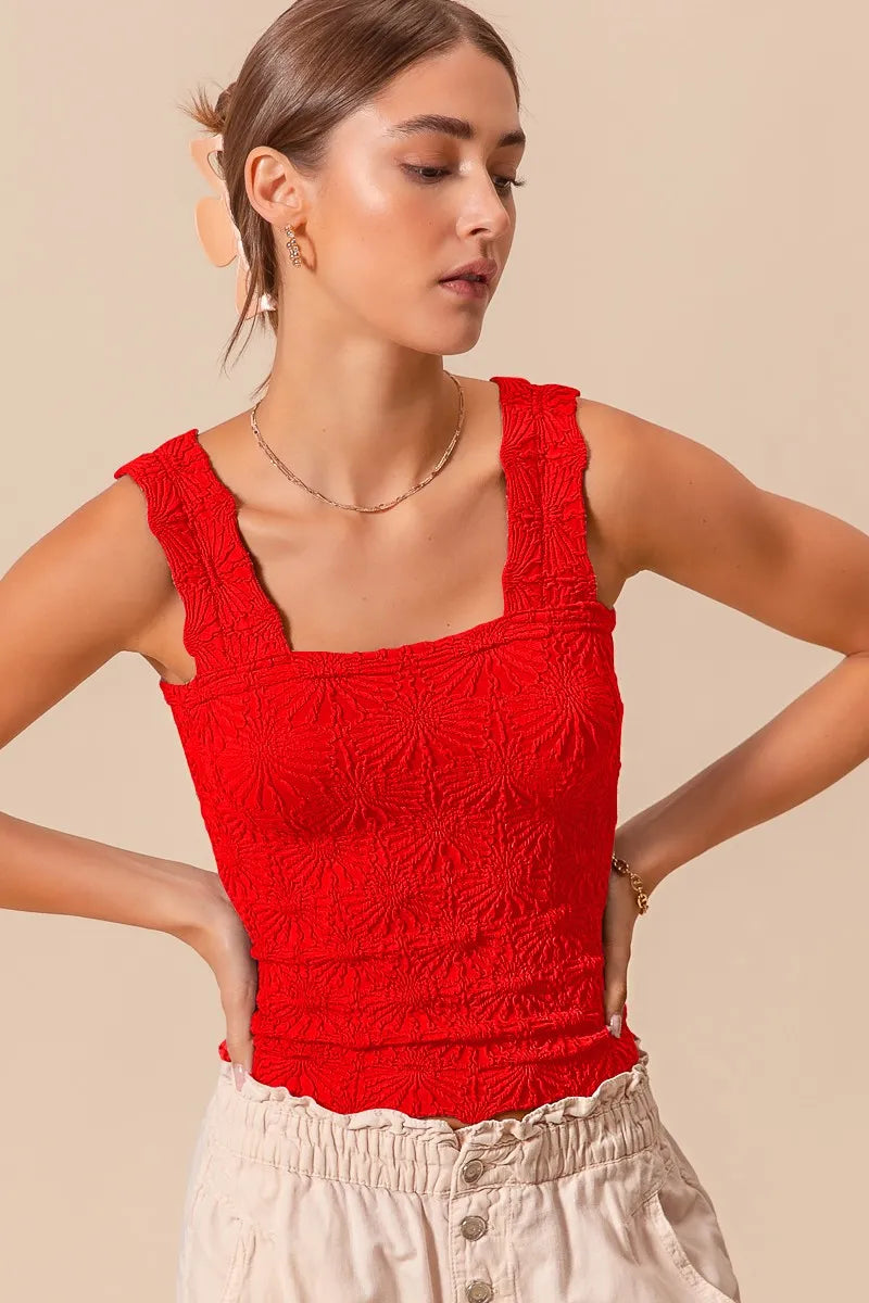 SO ME Floral Jacquard Seamless Tank Top -  Be Bliss Boutique