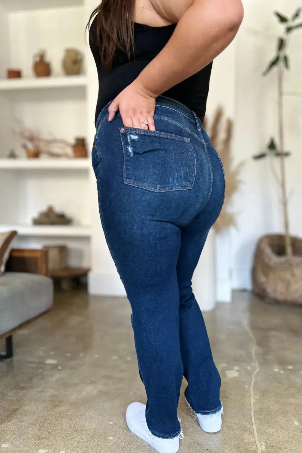Judy Blue Full/Plus Size High Waist Rigid Magic Heavy Destroy Straight Jeans |  Be Bliss Boutique