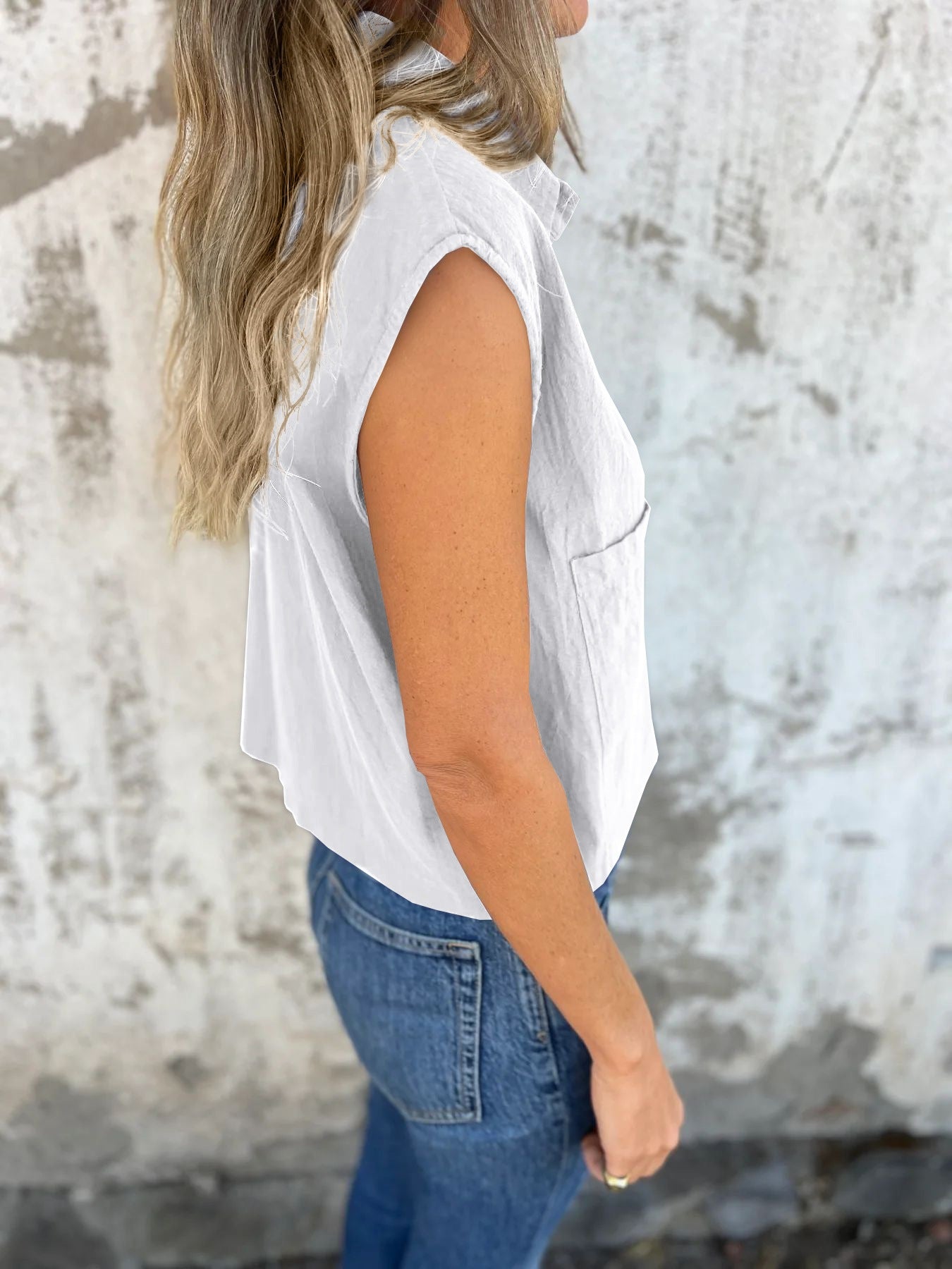 Women's Button Down Cap Sleeve Blouse - Be Bliss Boutique