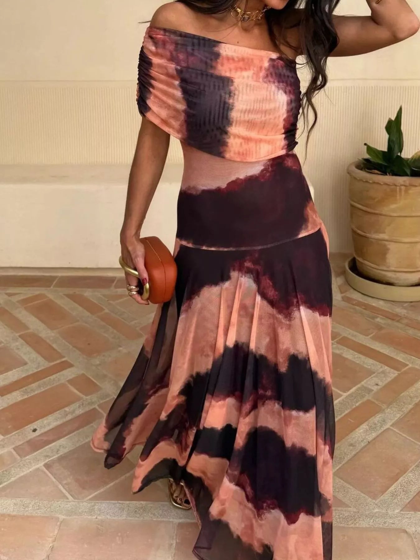 Printed Short Sleeve Maxi Dress - Be Bliss Boutique