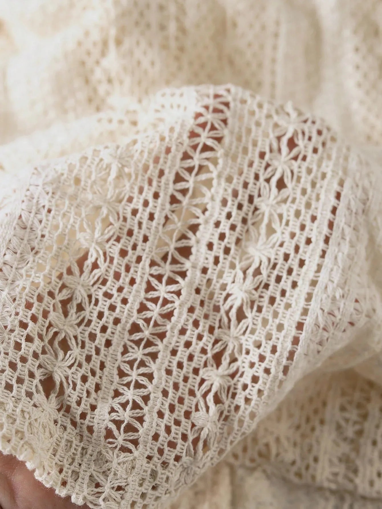 Crochet Notched Button-Front Shirt -  Be Bliss Boutique