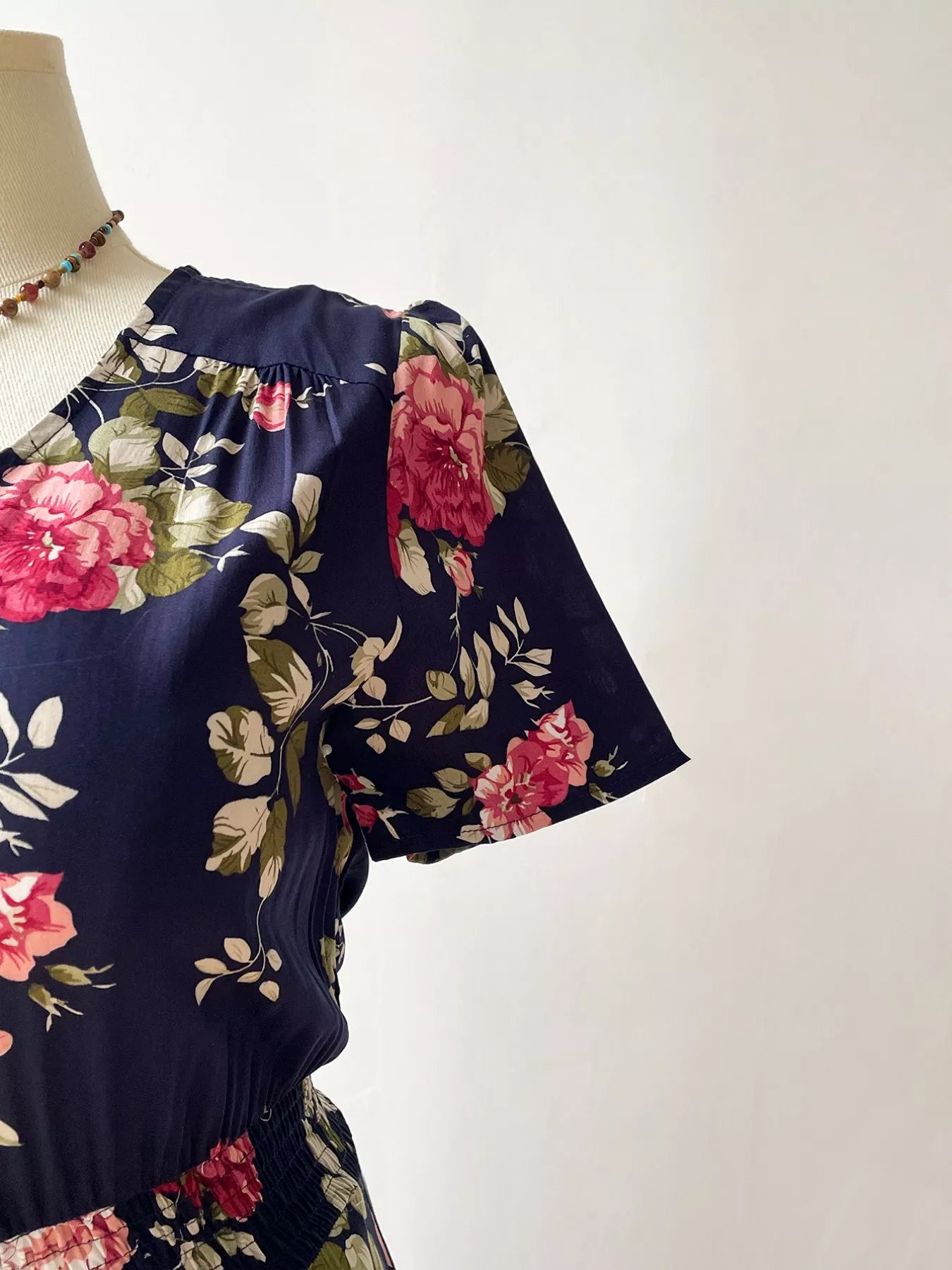 Plus Size Floral Print Short Sleeves V-Neck Dress - Be Bliss Boutique