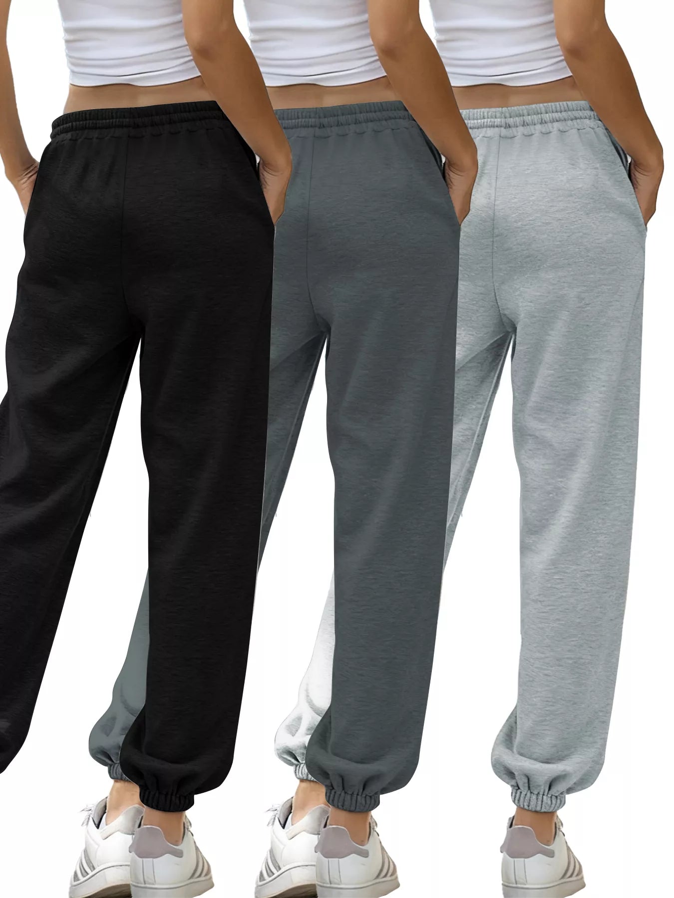 3-Piece Drawstring Joggers with Pockets Set - Be Bliss Boutique