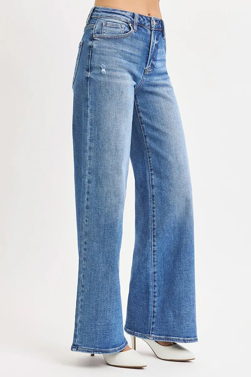 RISEN Full Size High Rise Wide Leg Jeans Plus Size -  Be Bliss Boutique