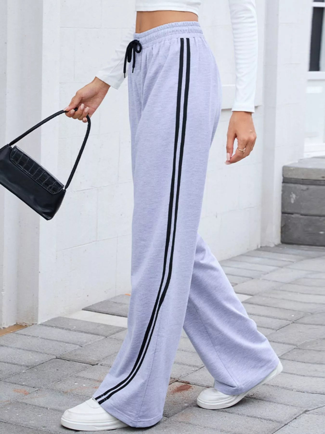 Side Striped Wide Leg Pants - Be Bliss Boutique