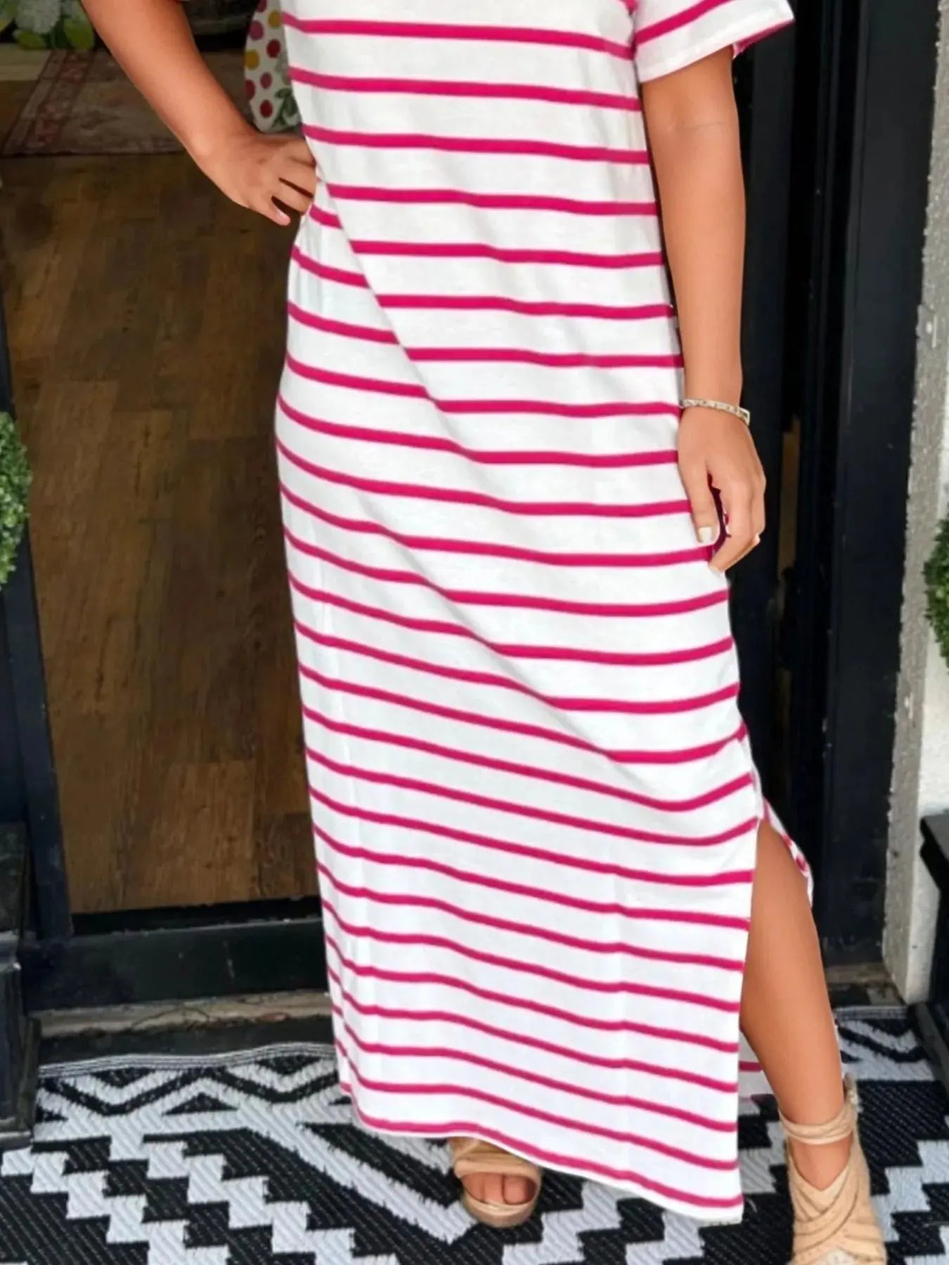 Full Size T-Shirt Striped Maxi Dress |  Be Bliss Boutique