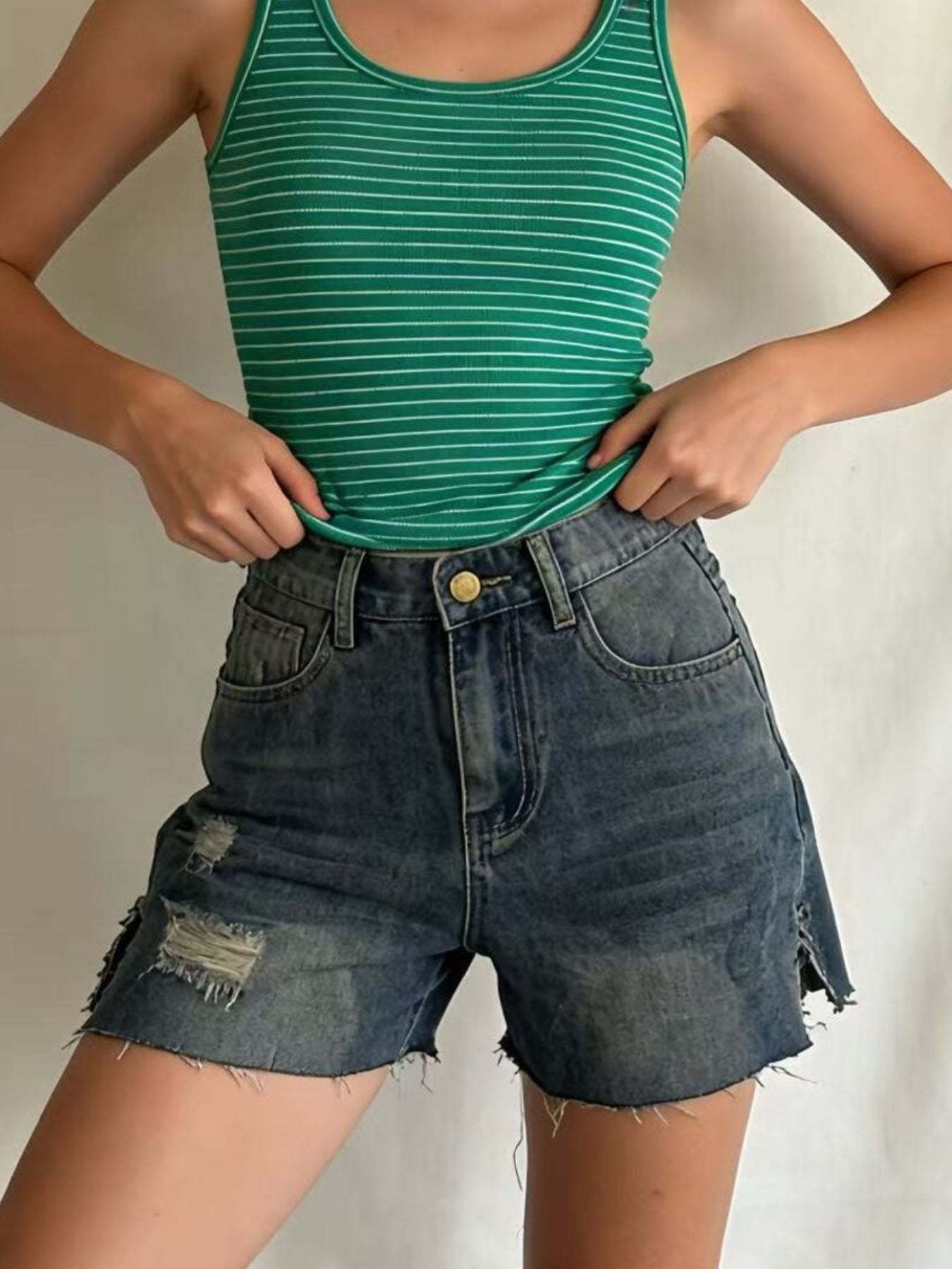 Distressed Denim Shorts - Be Bliss Boutique
