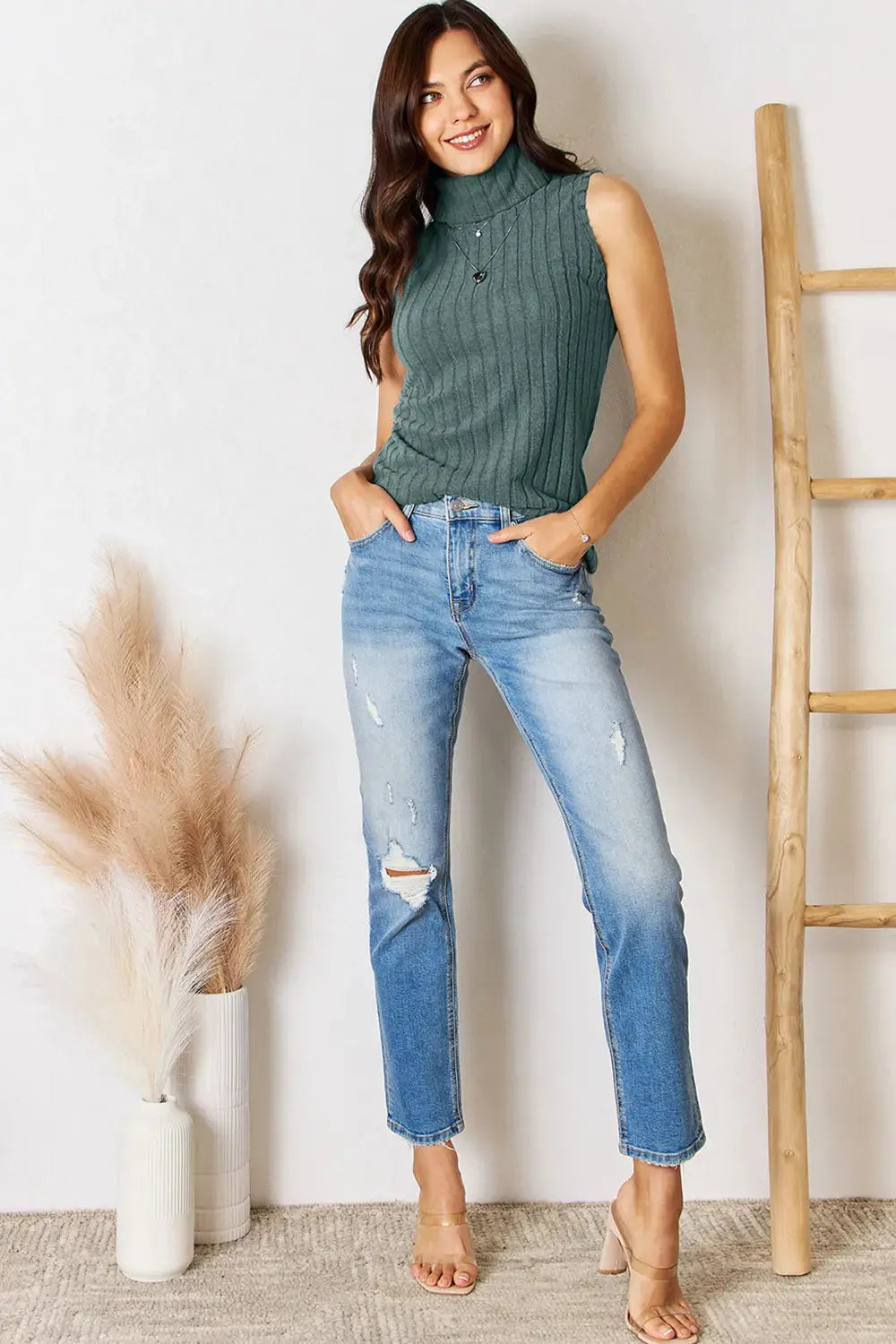 Basic Bae Full Size Ribbed Turtleneck Tank 