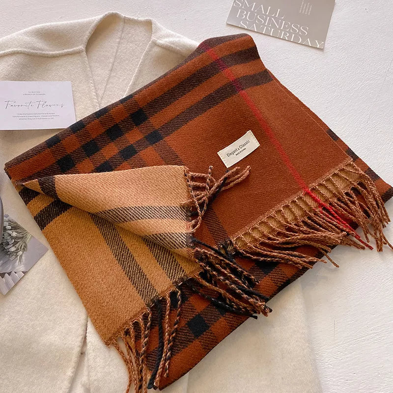 Plaid Fringe Winter Womens Scarf - Be Bliss Boutique