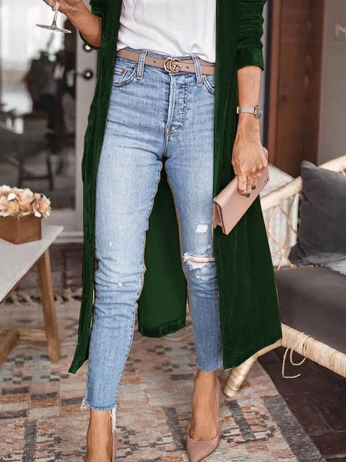 Open Front Long Sleeve Longline Cardigan -  Be Bliss Boutique