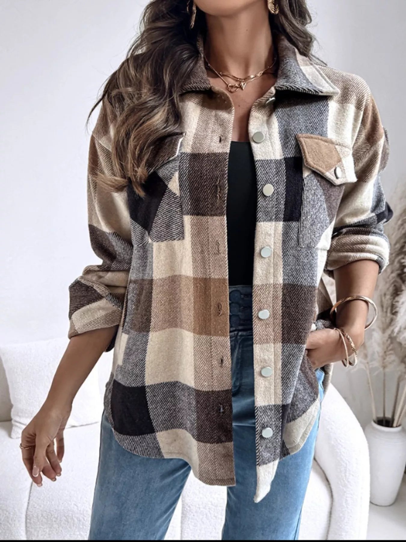 Plaid Button Up Long Sleeve Shirt - Be Bliss Boutique