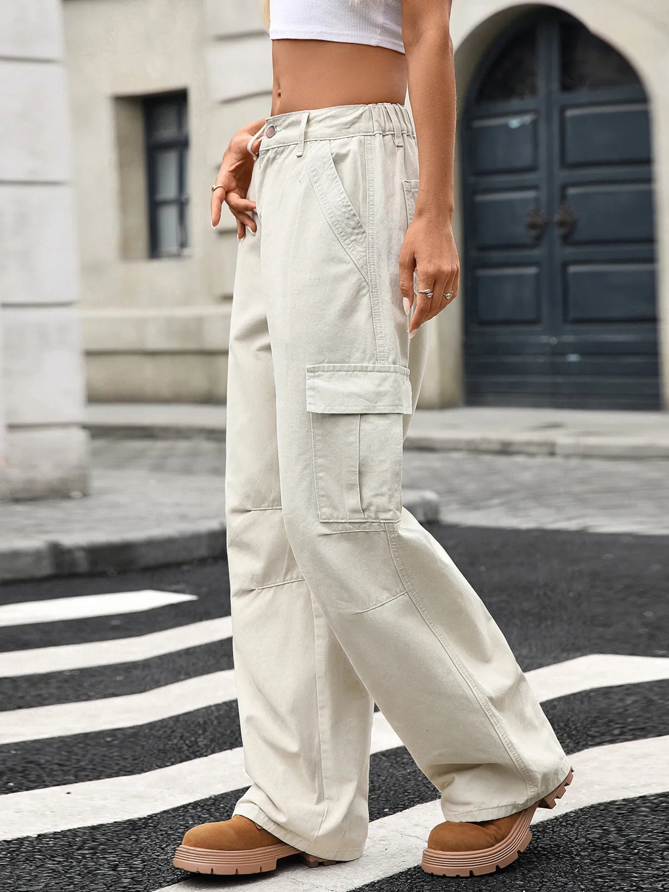 Wide Leg Cargo Jeans -  Be Bliss Boutique
