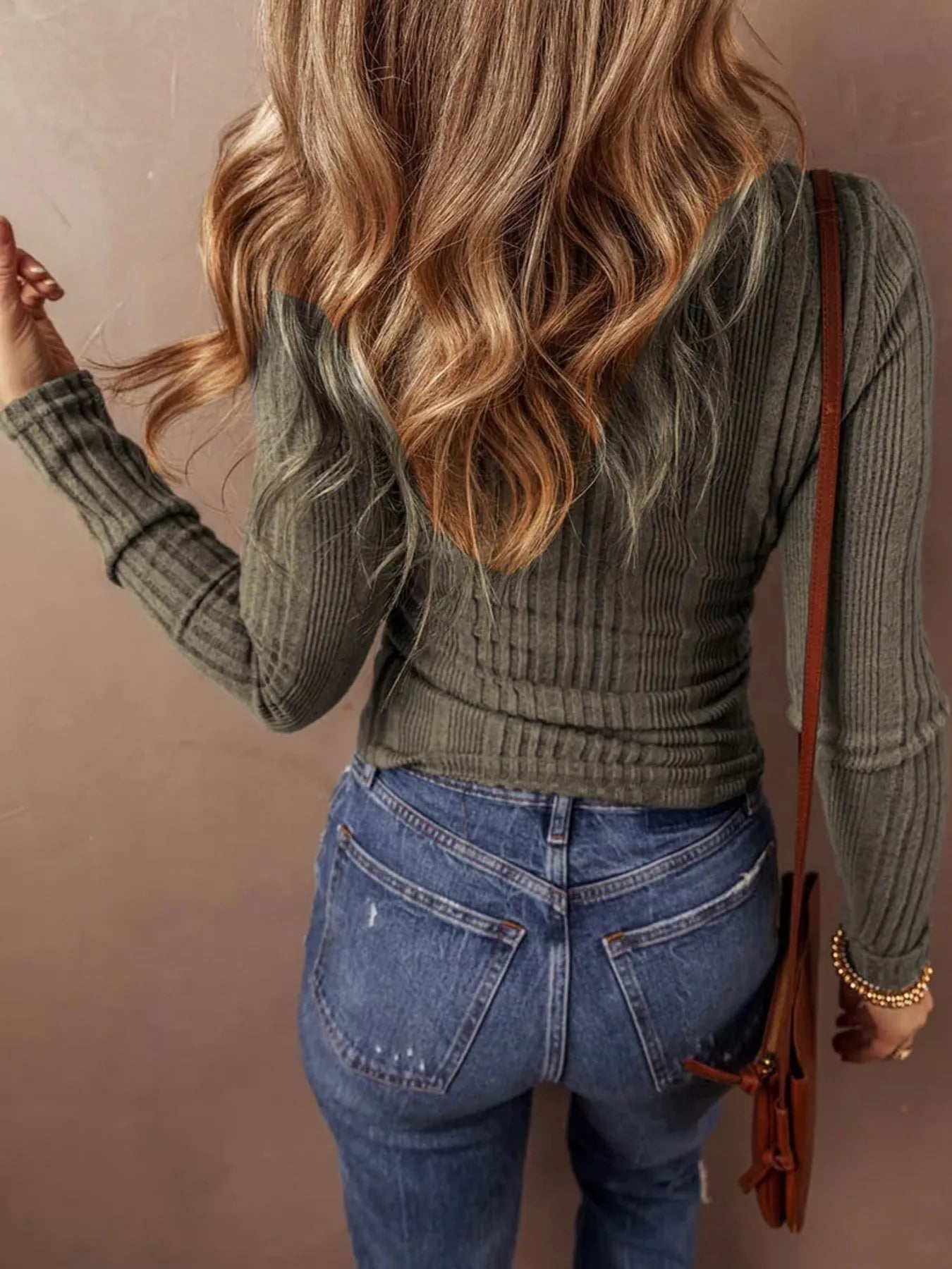 Full Size Ribbed Knit Button-Front Long Sleeve Top Plus Size -  Be Bliss Boutique