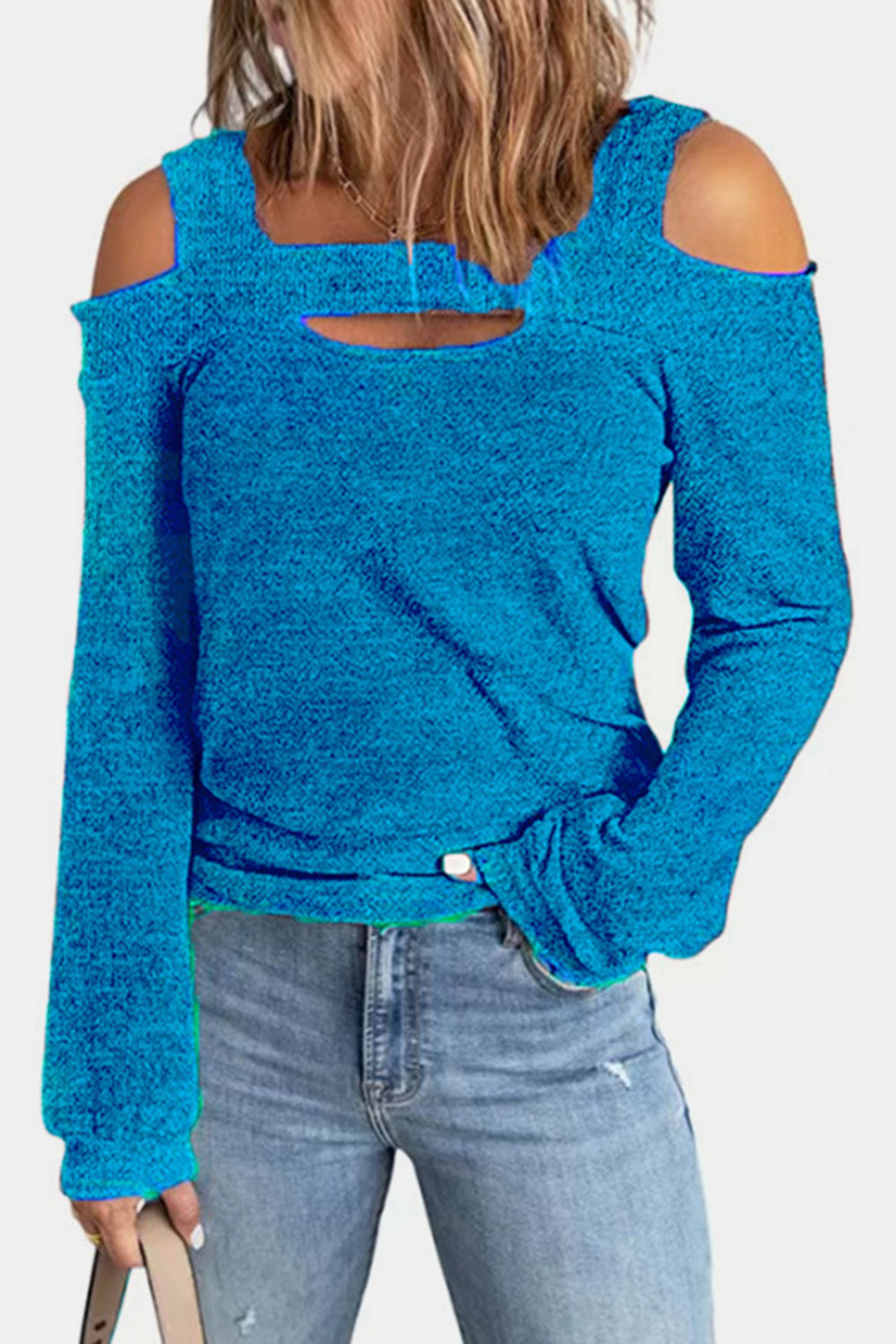 Full Size Cutout Cold Shoulder Blouse - Be Bliss Boutique