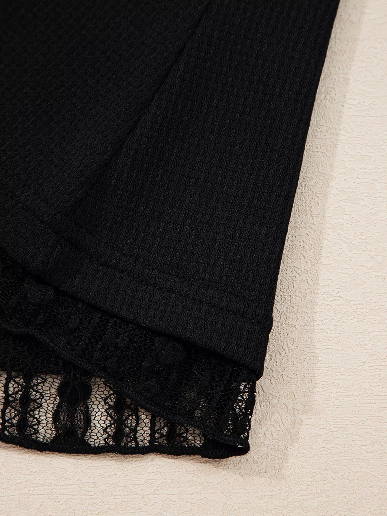 Lace Patchwork Flounce Sleeve Slim Fit Top -  Be Bliss Boutique