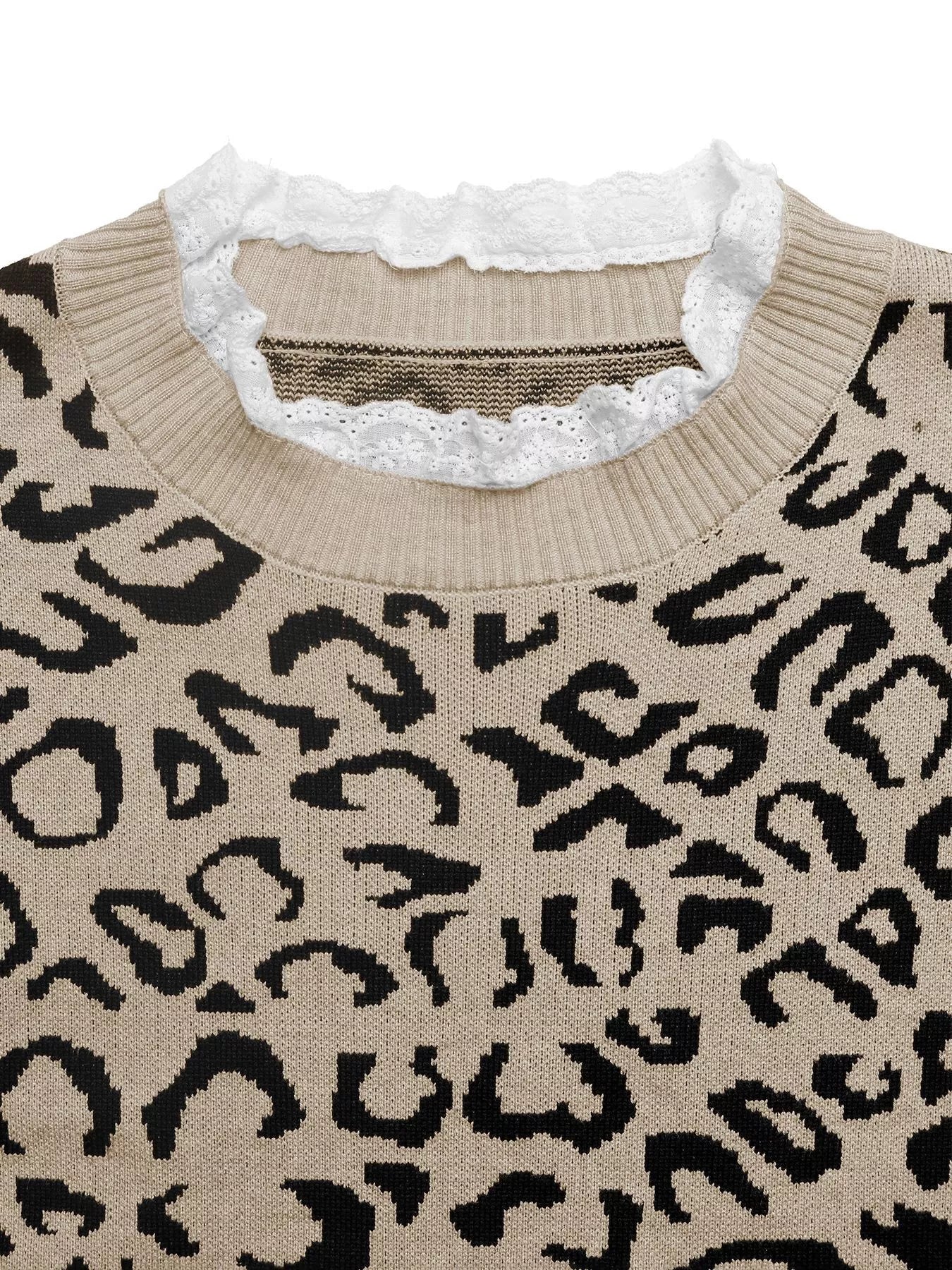 Frill Leopard Long Sleeve Sweater - Be Bliss Boutique