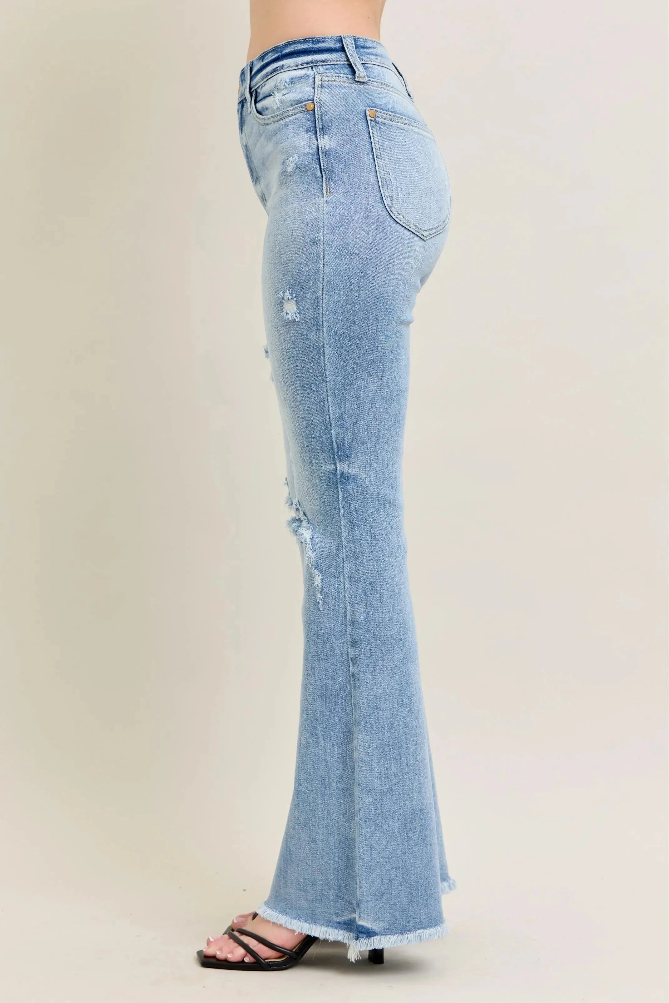 Judy Blue Full Size/Plus Size High Waist Flare Jeans w/ Shield Pockets | Be Bliss Boutique