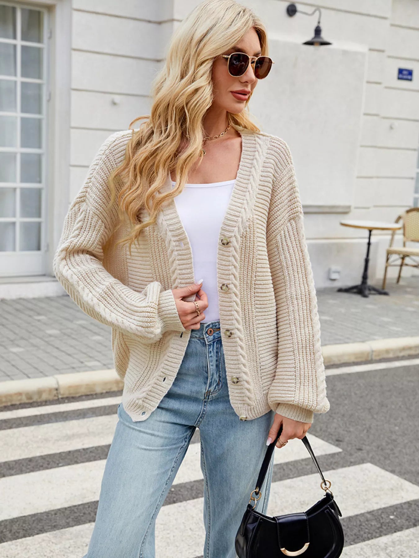 Button Up Long Sleeve Cardigan -  Be Bliss Boutique