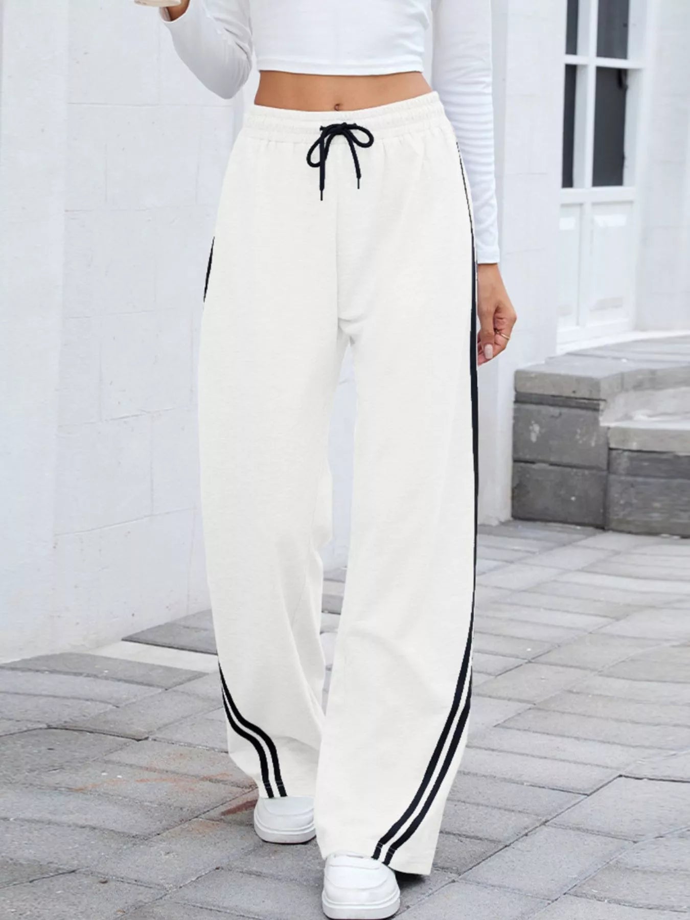 Side Striped Wide Leg Pants - Be Bliss Boutique