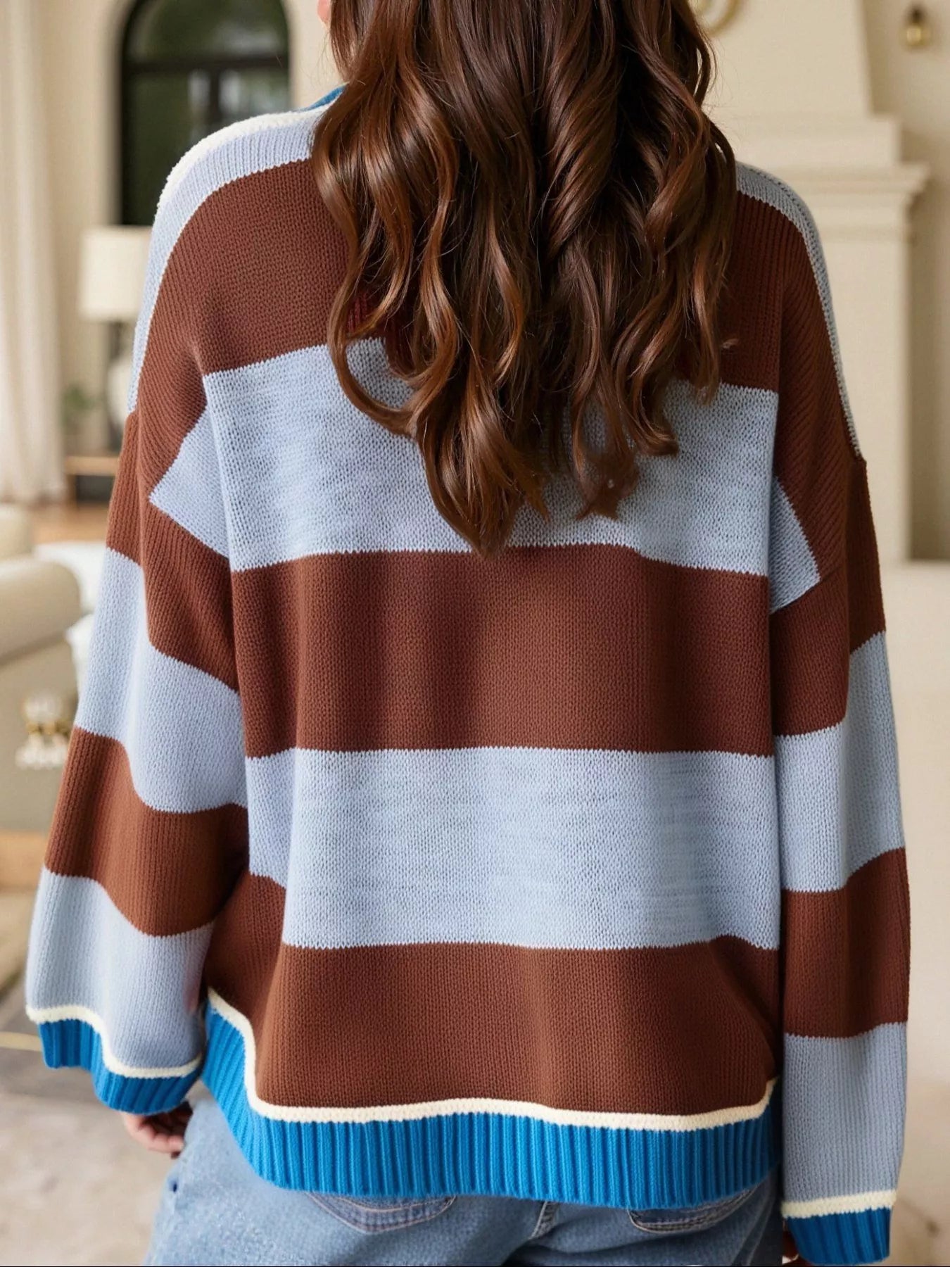 Color Block Round Neck Sweater -  Be Bliss Boutique