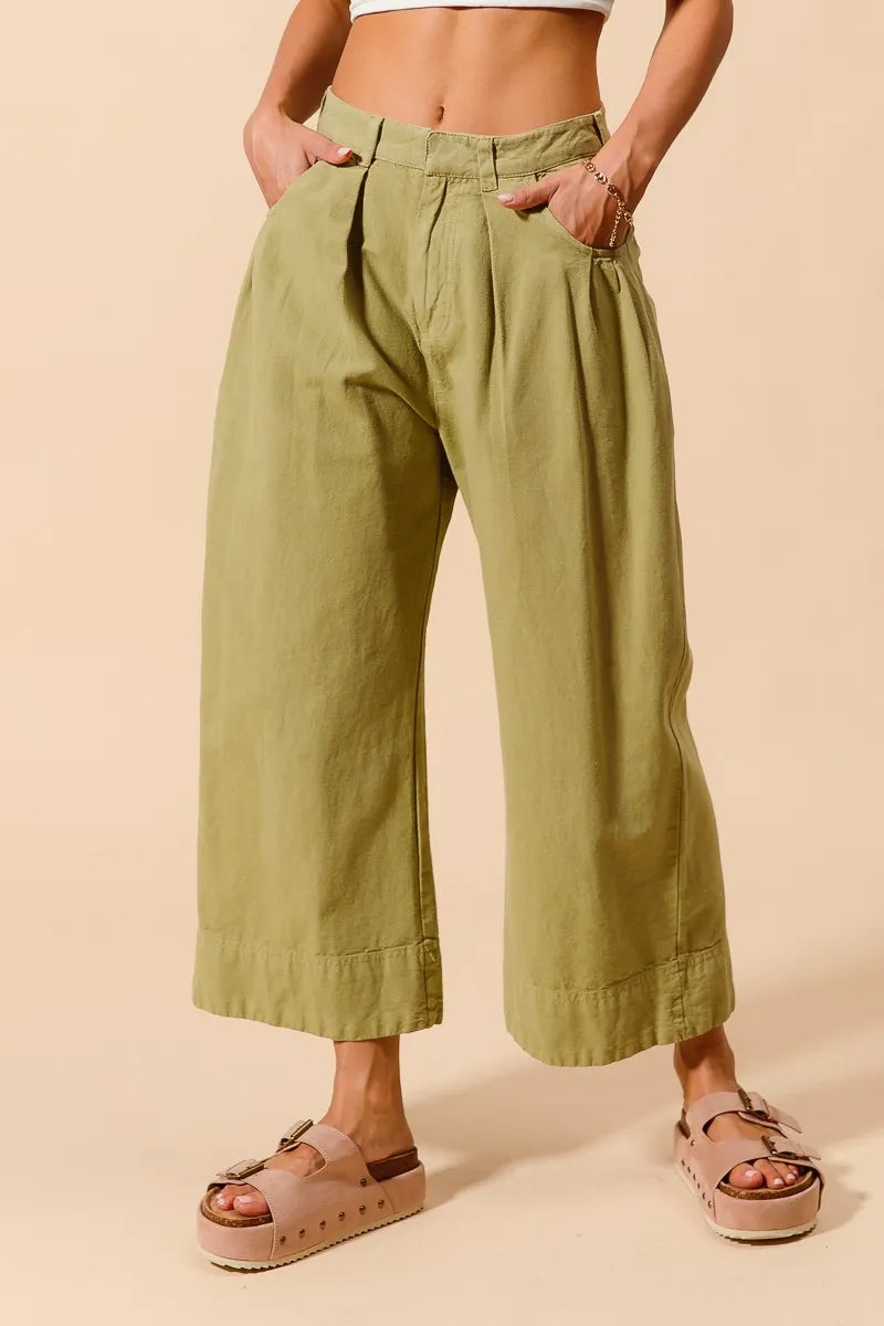 SO ME Mid Rise Wide Leg Chinos with Pockets -  Be Bliss Boutique