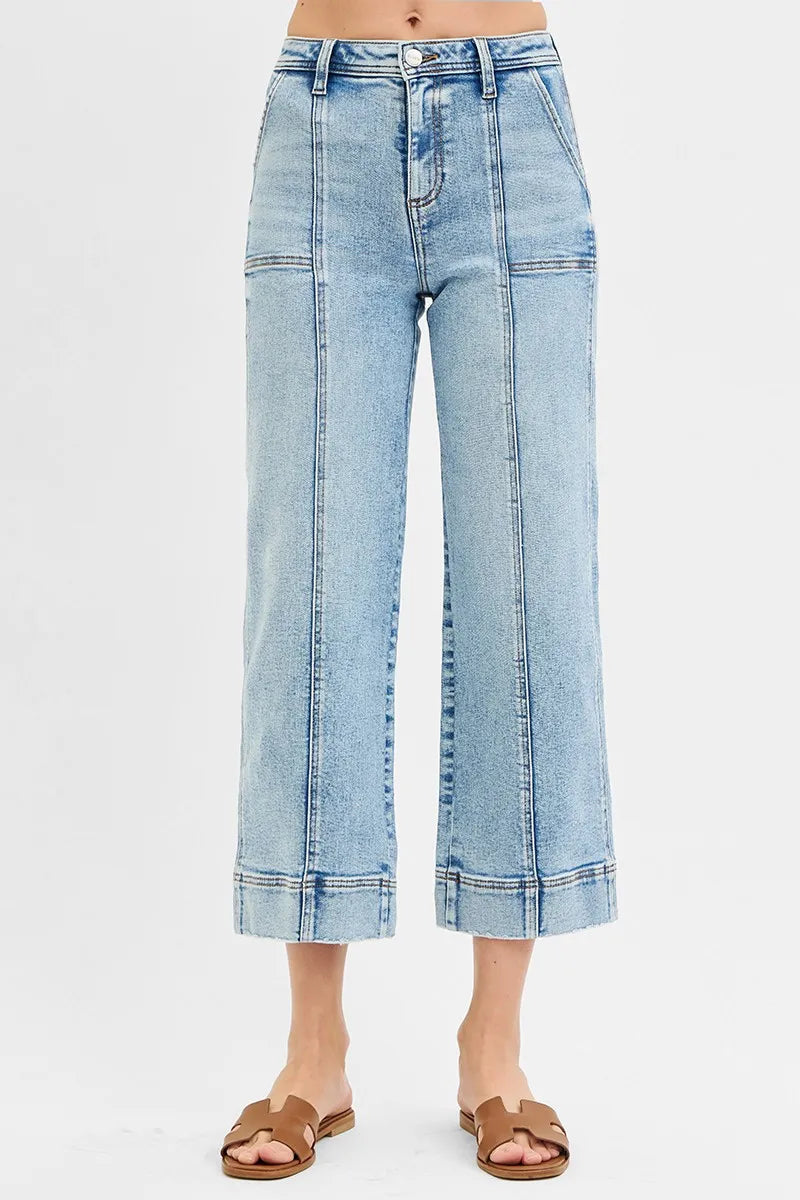 High-Rise Crop Wide-Leg Front-Seam RISEN Jeans – Full & Plus Size