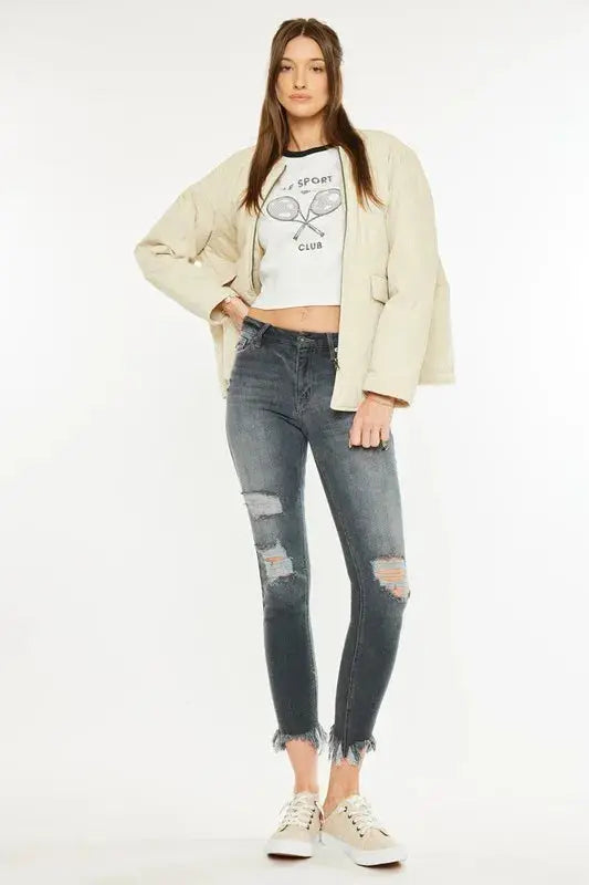 Kancan High Rise Distressed Ankle Skinny Jeans | Be Bliss Boutique
