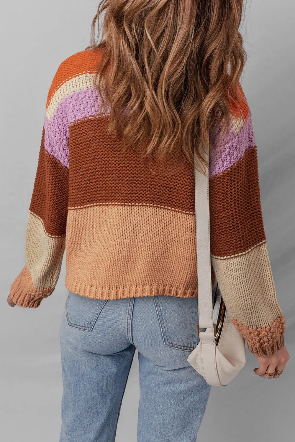 Colorblock Striped Round Neck Sweater - Be Bliss Boutique