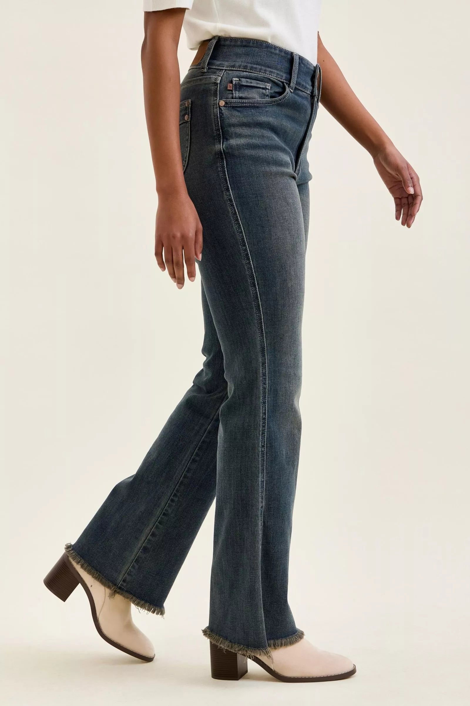 Judy Blue Double Button High Waist Frayed Hem Jeans - Be Bliss Boutique