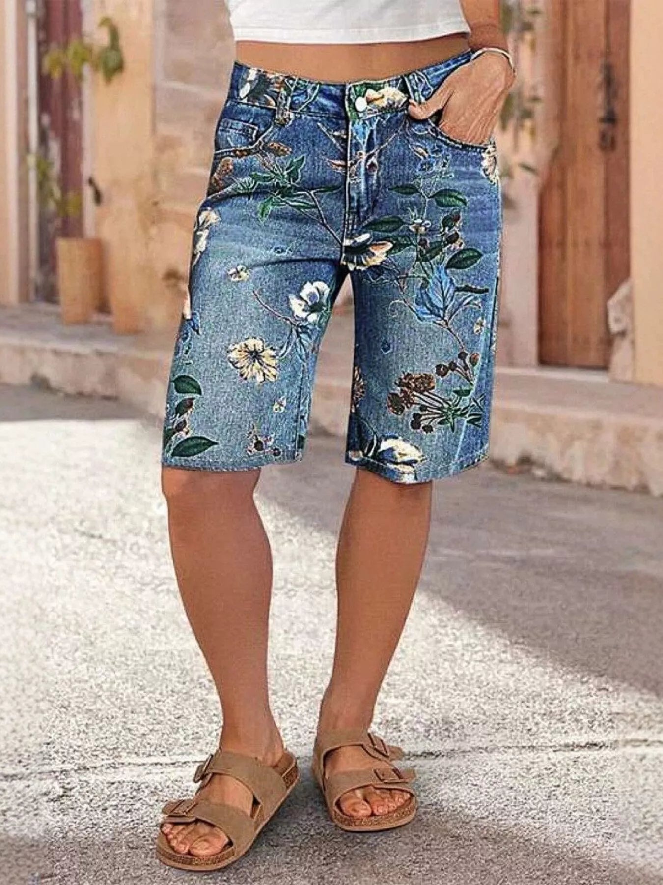 Floral Denim Shorts - Be Bliss Boutique