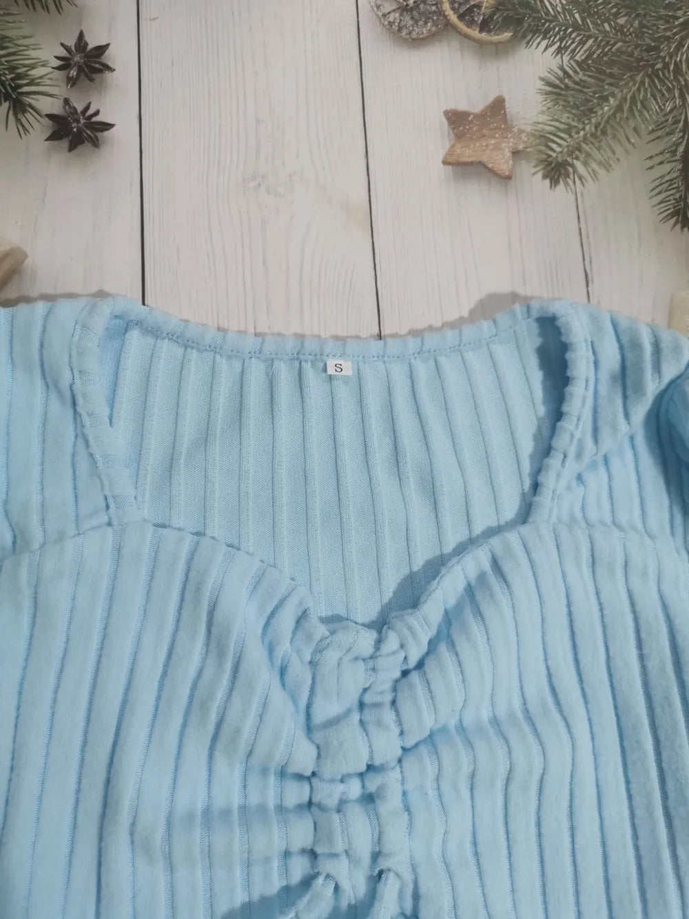 Drawstring Ruched Long Sleeve Ribbed Top - Be Bliss Boutique