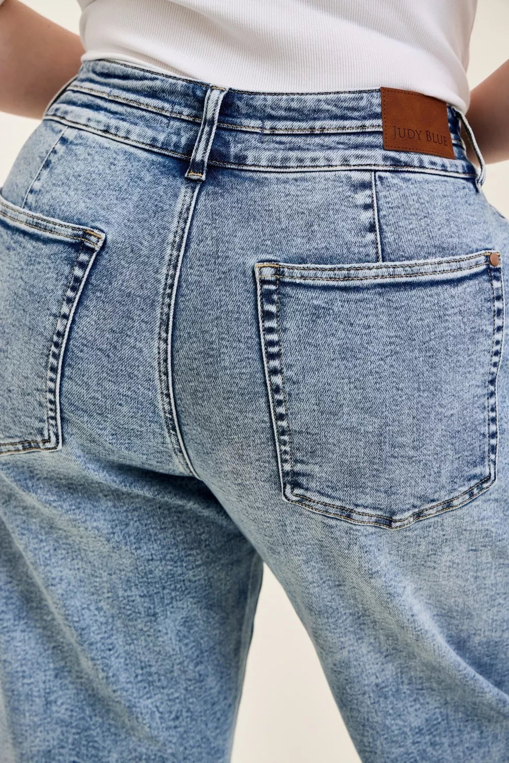 Judy Blue Full Size High Waist Marlow Arc Leg Jeans with Double Waistband - Be Bliss Boutique