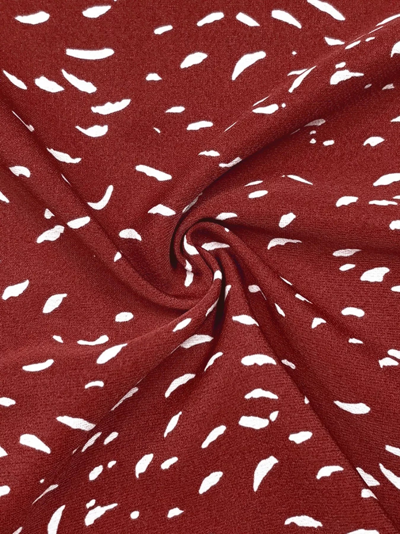 Ruffled Printed Tie Neck Long Sleeve Blouse - Be Bliss Boutique