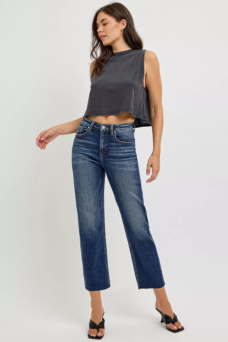 RISEN High Rise Slim Barrel Jeans - Be Bliss Boutique