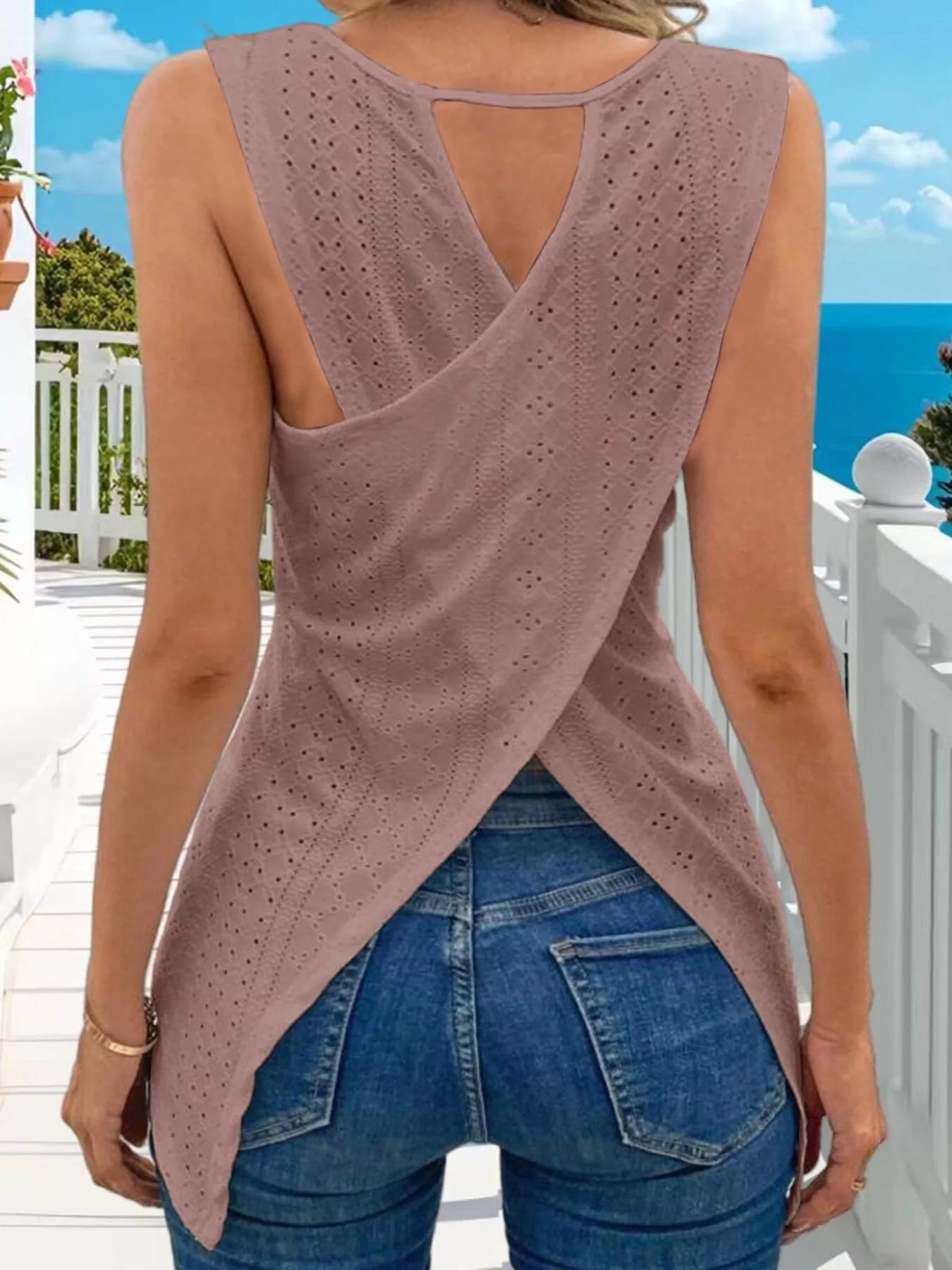 Hollow-Out Knit Tank Top - Be Bliss Boutique