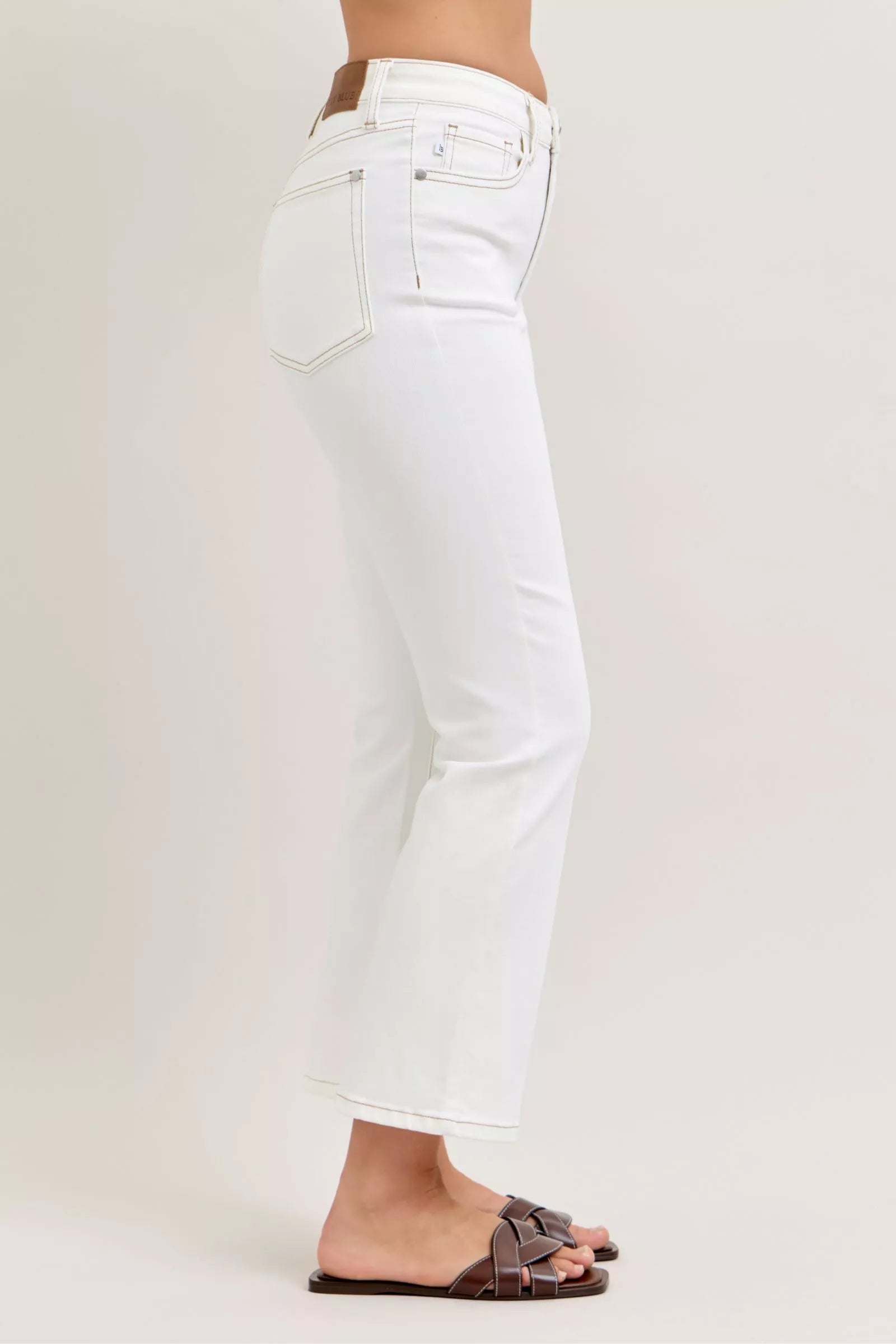 Judy Blue Jeans - Contrast Stitching Cropped Flare Jeans - Be Bliss Boutique