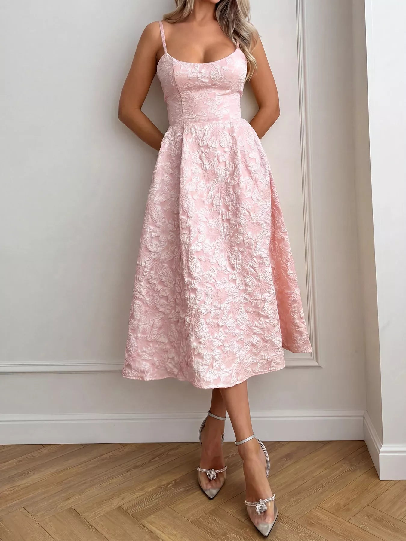 Textured A Line Midi Dress - Be Bliss Boutique