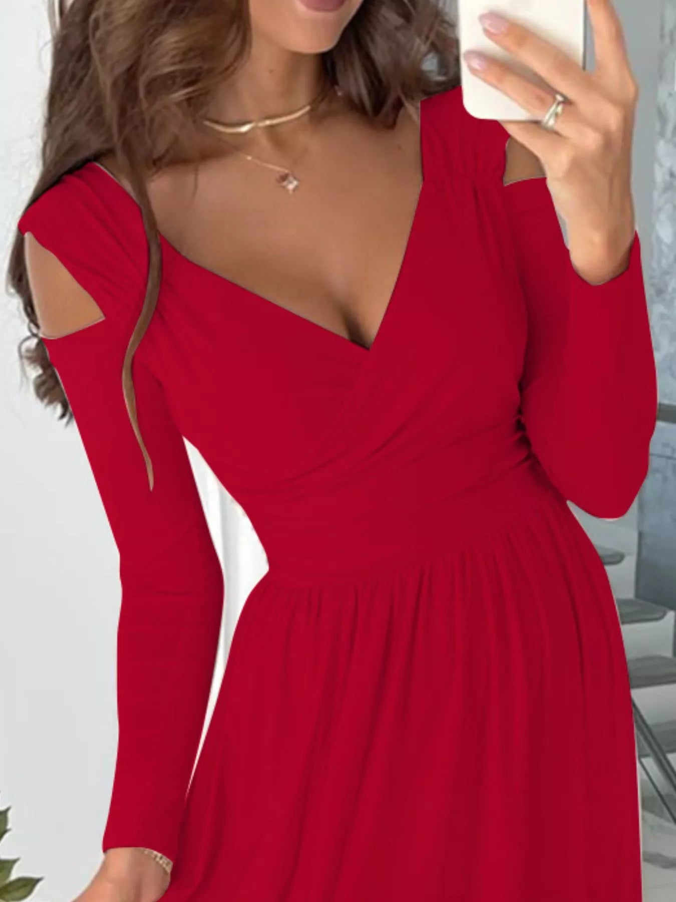 Slit Surplice Cold Shoulder Maxi Dress - Be Bliss Boutique