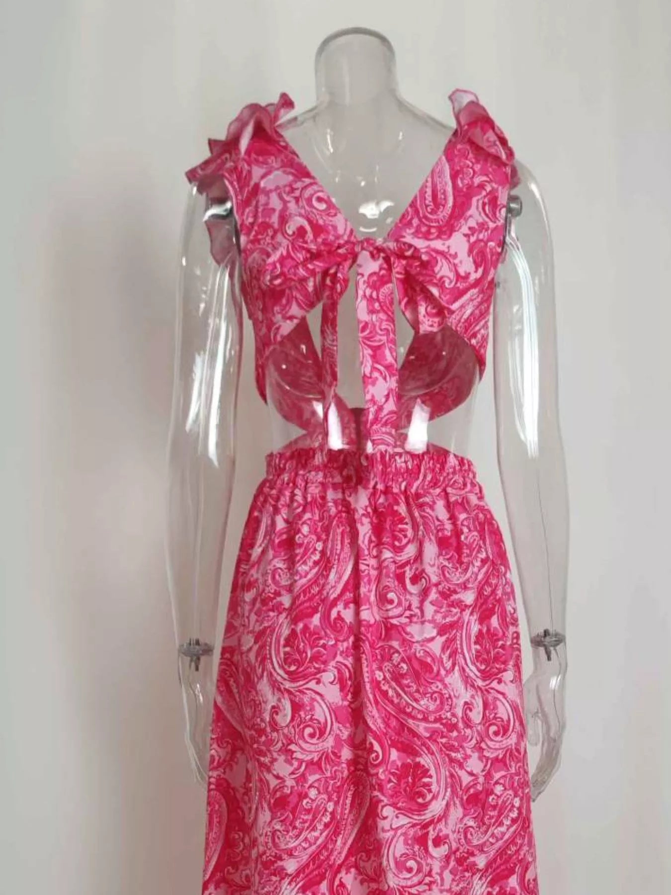 Full Size Ruffled Cutout V Neck Maxi Dress - Be Bliss Boutique