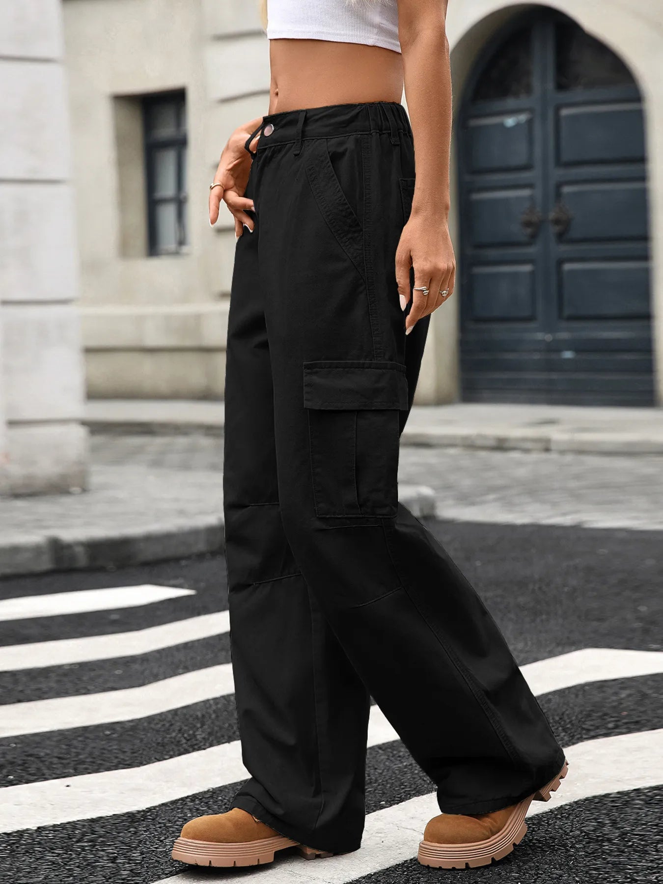 Wide Leg Cargo Jeans -  Be Bliss Boutique