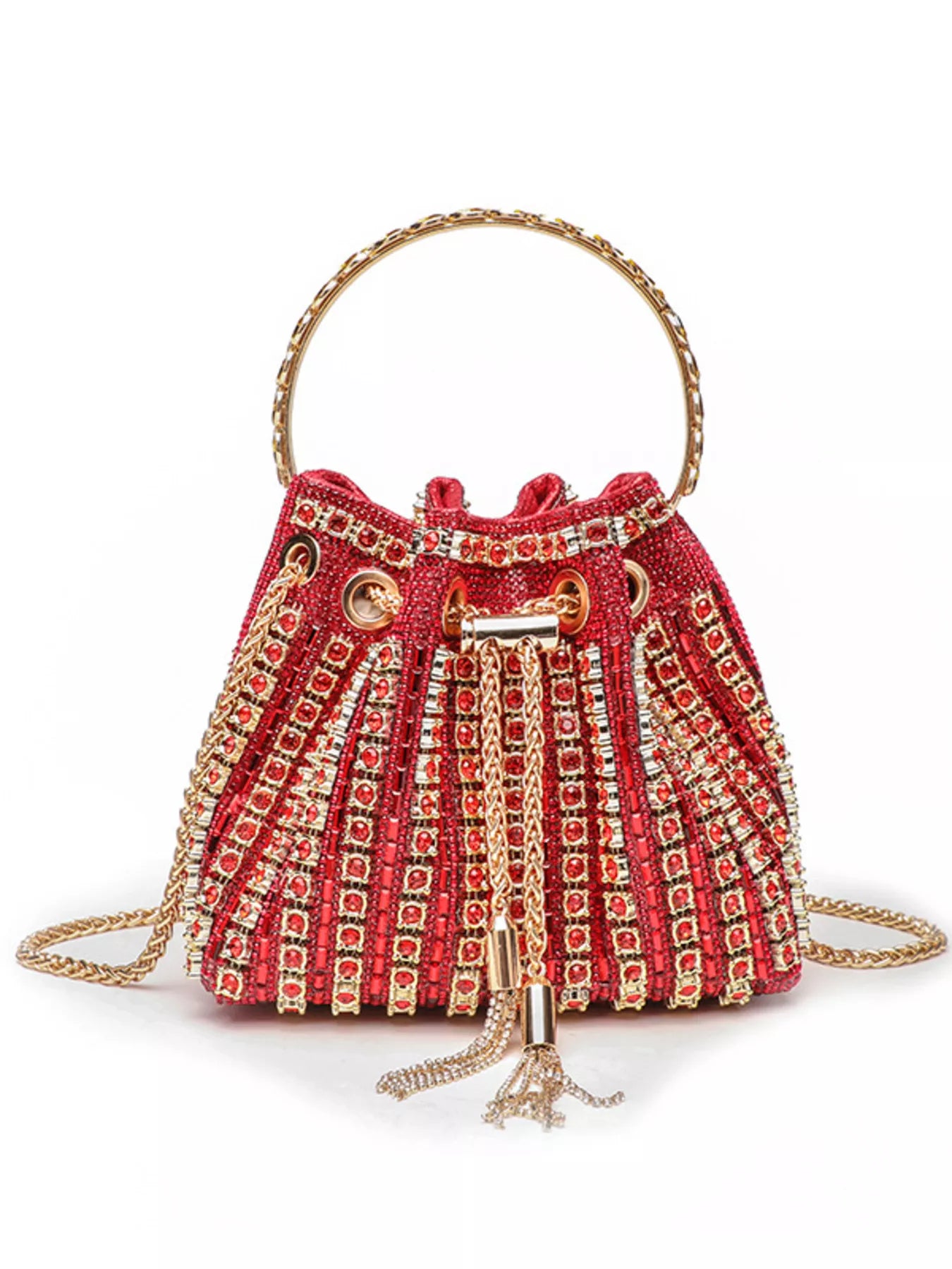 Bucket Style Rhinestone Crossbody Bag - Be Bliss Boutique