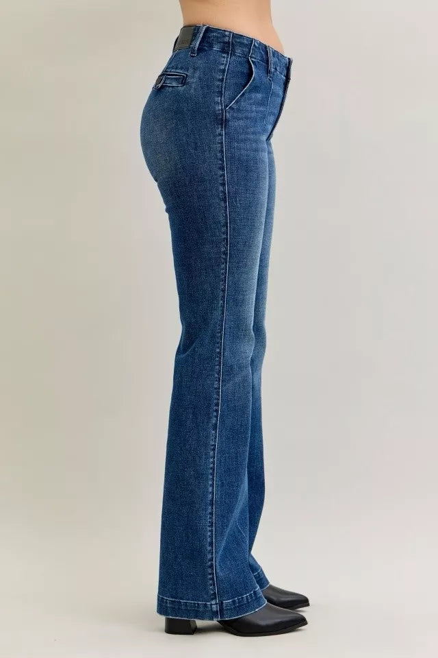 Judy Blue Full Size Mid Rise Bootcut Jeans with Welt Pockets Plus Size - Be Bliss Boutique