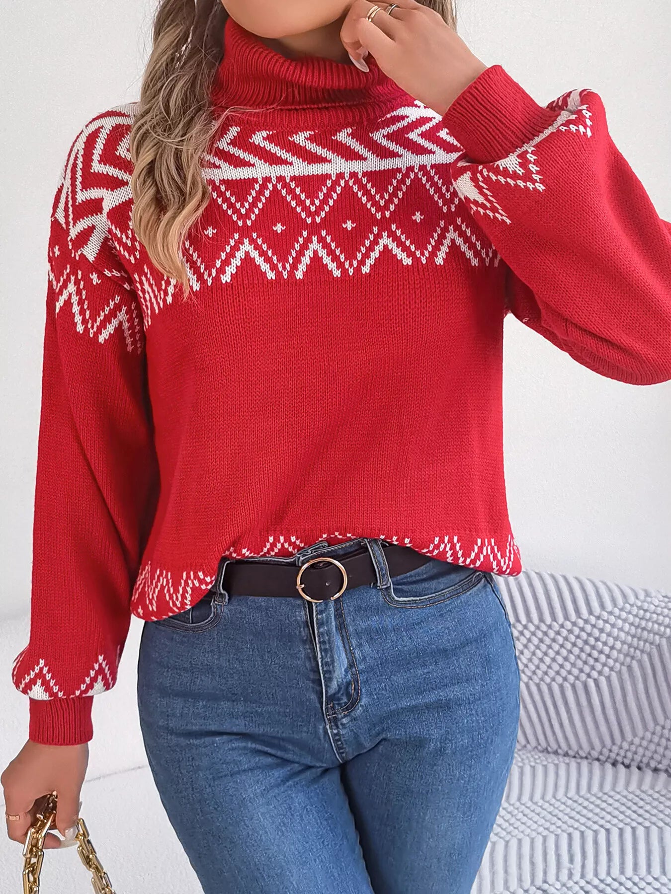 Turtleneck Dropped Shoulder Sweater - Be Bliss Boutique