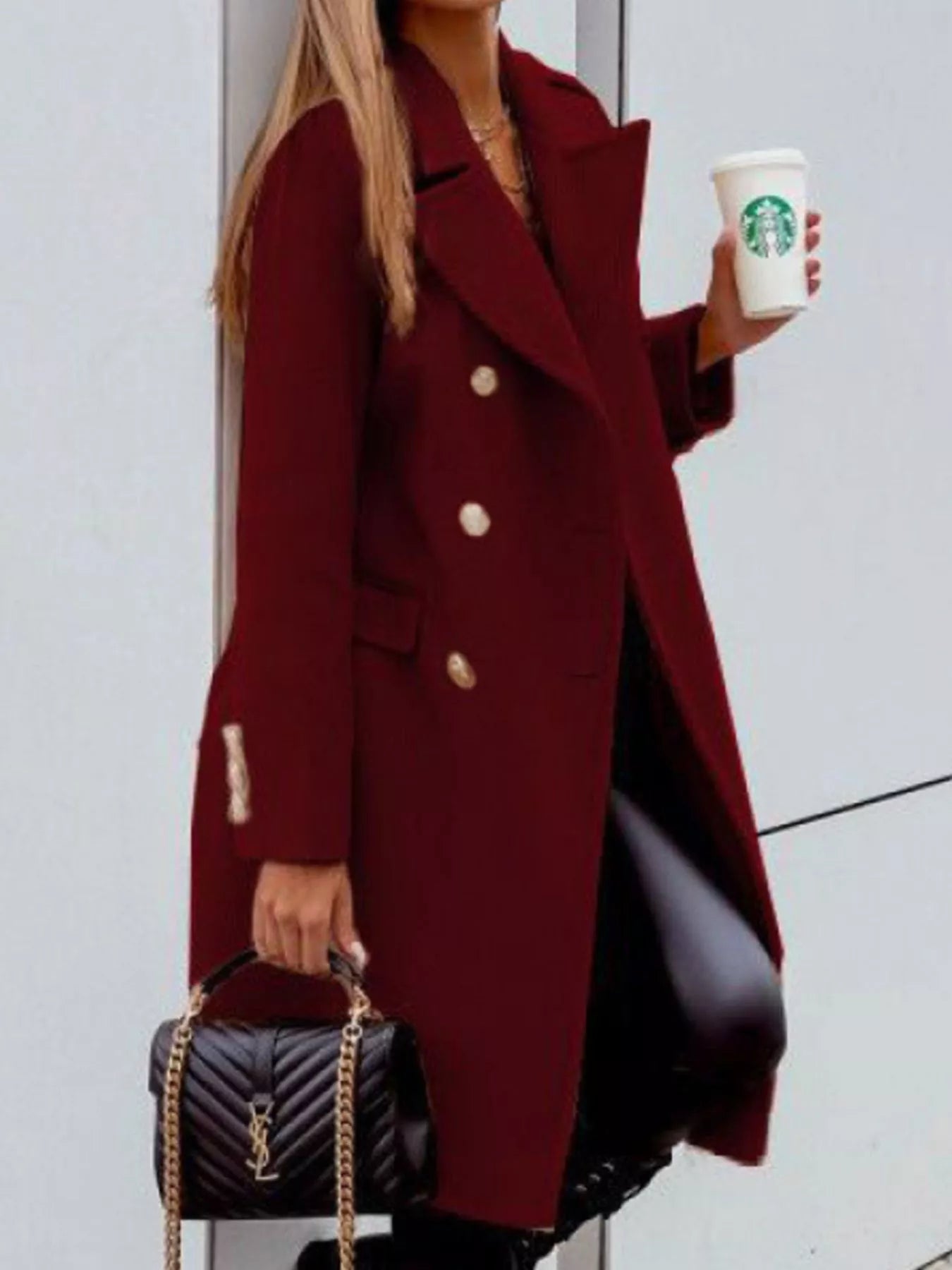 Double-Breasted Long Sleeve Coat -  Be Bliss Boutique