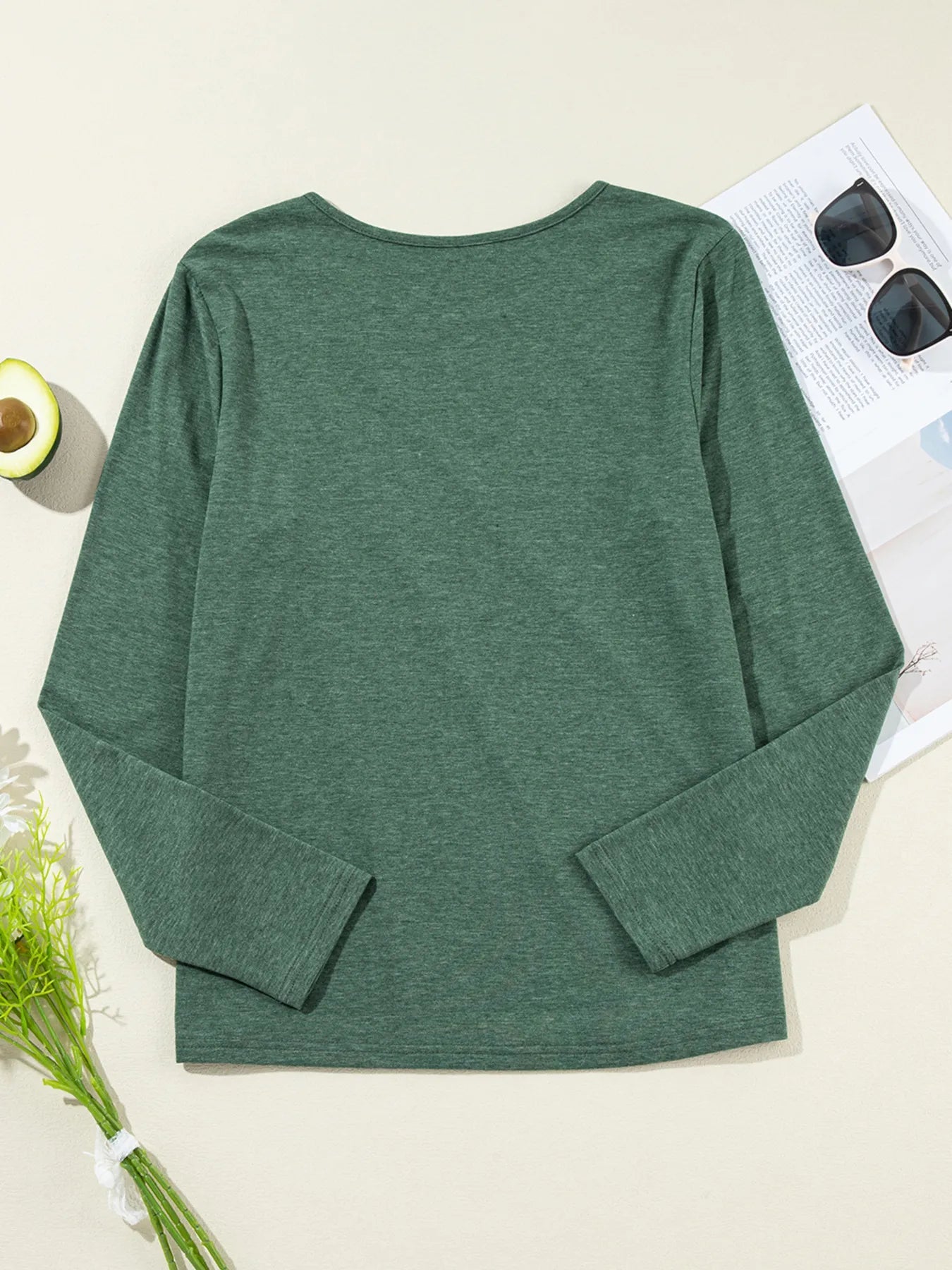 Asymmetric Seam Detail Long Sleeve Top -  Be Bliss Boutique